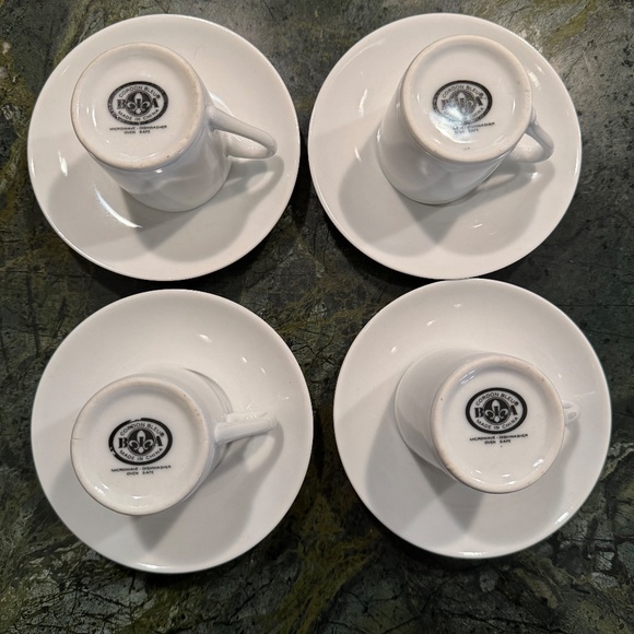 Cordon Bleu 2 Oz Porcelain Espresso/Demitasse Cups (4) and Saucers (4 ) - Picture 2 of 4
